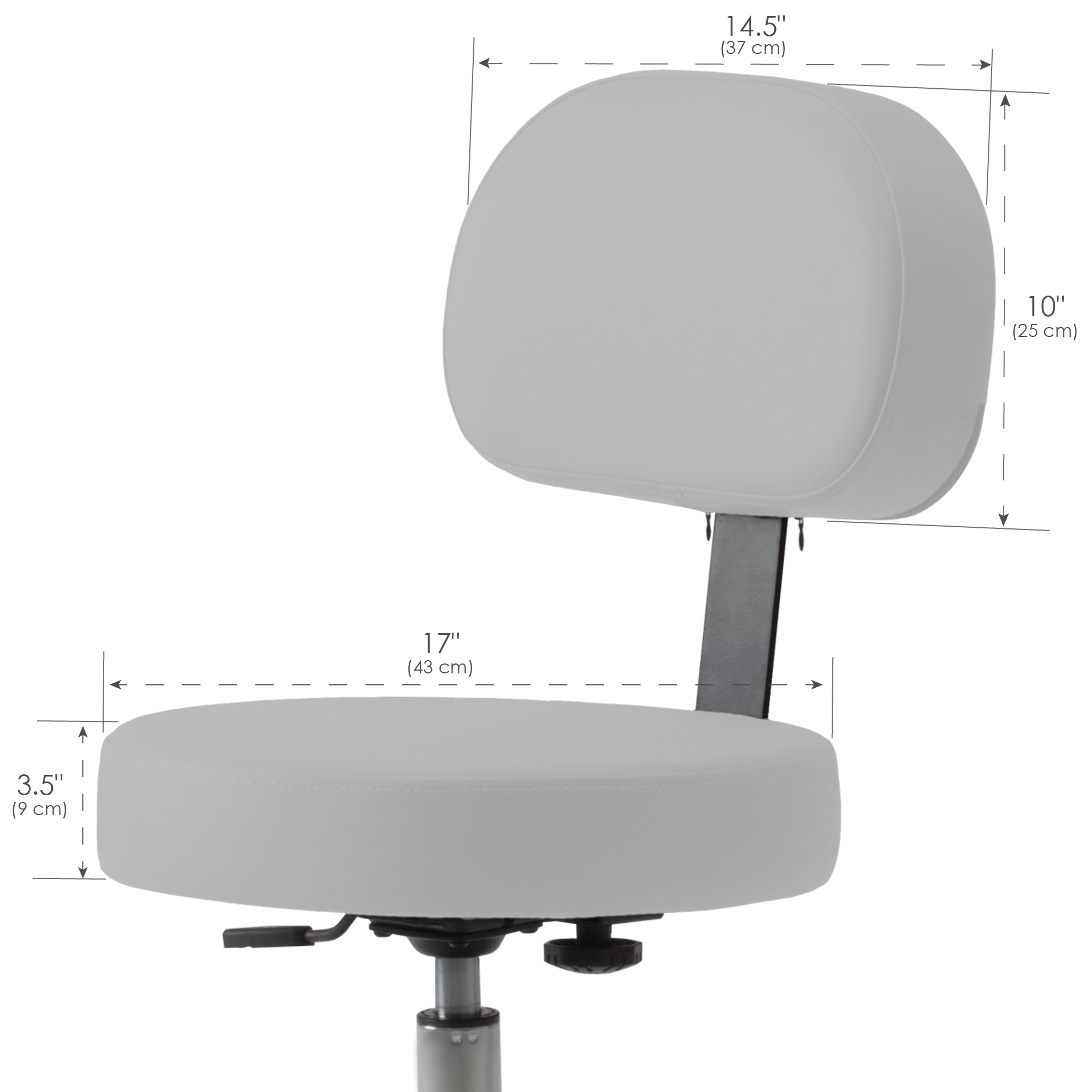 Earthlite Rollhocker mit Rückenlehne